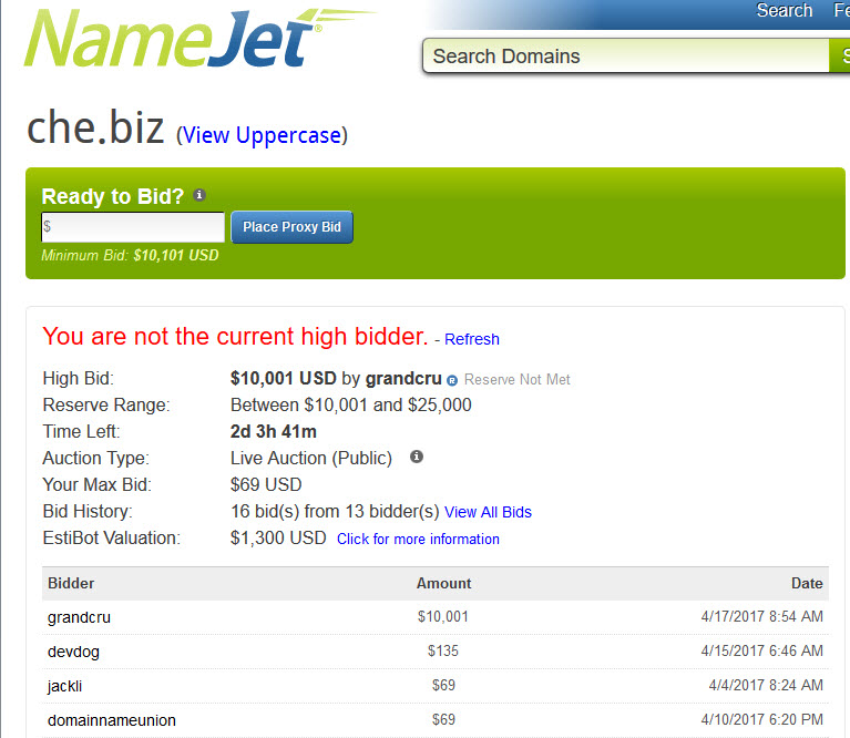 Beware Of Domain Name Auction Bids At Exactly The Reserve Price At Namejet Onlinedomain Com